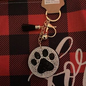 Gold and Black Paw with Black and Silver Bling Keychain NWT $20